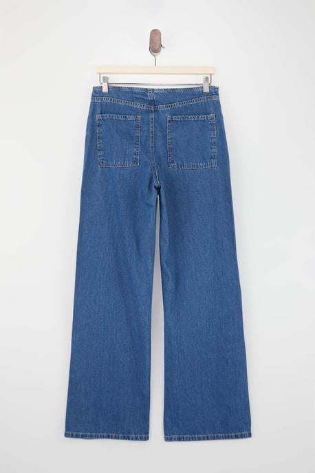 TRENDYOLMİLLA Dames Blauw Effen Wijde pijp Normale taille Jeans - Image 5