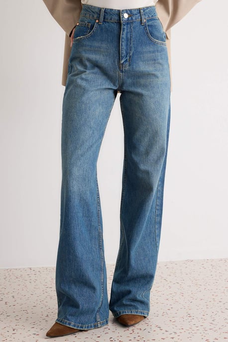 TRENDYOLMİLLA Dames Blauw Effen Wijde pijp Hoge taille Jeans - Image 2
