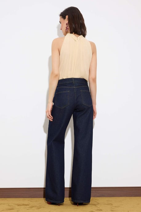 TRENDYOLMİLLA Dames Blauw Effen Wijde pijp Hoge taille Jeans - Image 3