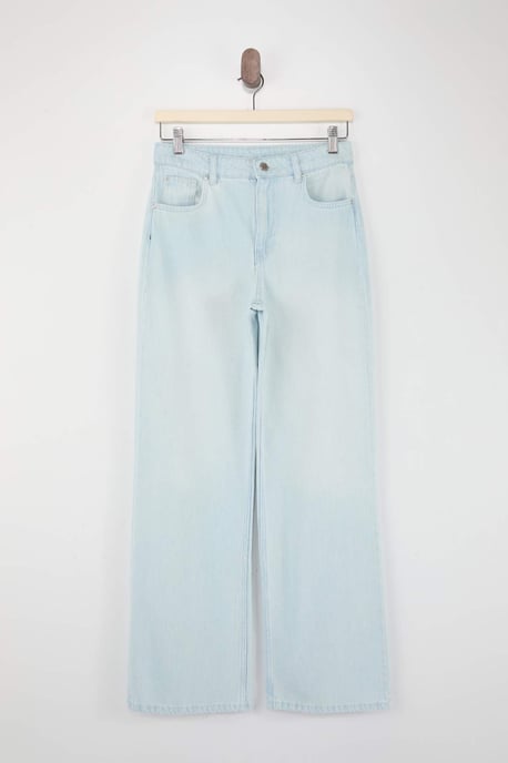 TRENDYOLMİLLA Dames Blauw Effen Wijde pijp Normale taille Jeans - Image 4
