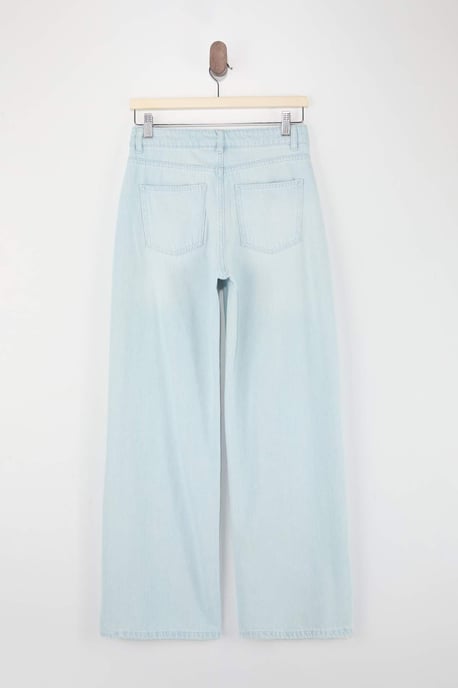 TRENDYOLMİLLA Dames Blauw Effen Wijde pijp Normale taille Jeans - Image 5