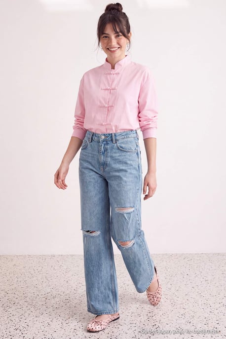 TRENDYOLMİLLA Dames Blauw Effen Hoge taille Jeans - Image 6