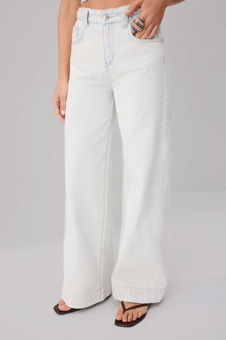 TRENDYOLMİLLA Dames Blauw Effen Wijde pijp Hoge taille Jeans - Image 2