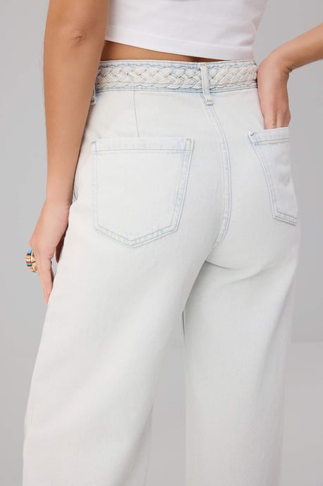 TRENDYOLMİLLA Dames Blauw Effen Wijde pijp Hoge taille Jeans - Image 3