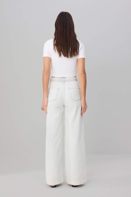 TRENDYOLMİLLA Dames Blauw Effen Wijde pijp Hoge taille Jeans - Image 4