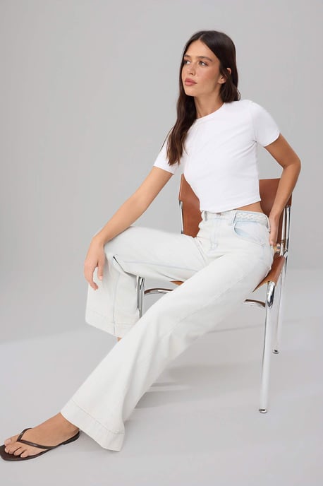 TRENDYOLMİLLA Dames Blauw Effen Wijde pijp Hoge taille Jeans - Image 6