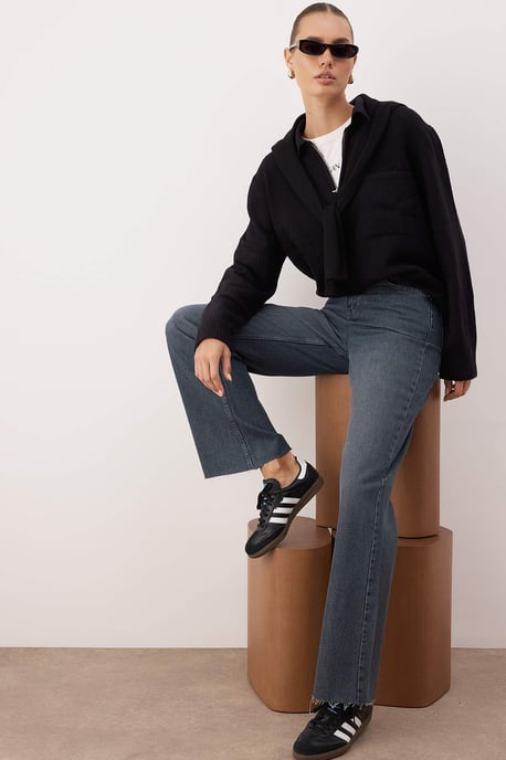 TRENDYOLMİLLA Dames Blauw Effen Wijde pijp Hoge taille Jeans - Image 6