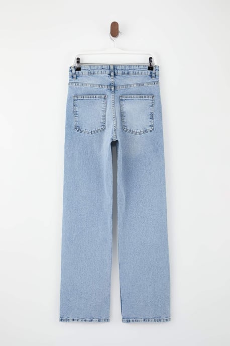 TRENDYOLMİLLA Dames Blauw Effen Wijde pijp Hoge taille Jeans - Image 5