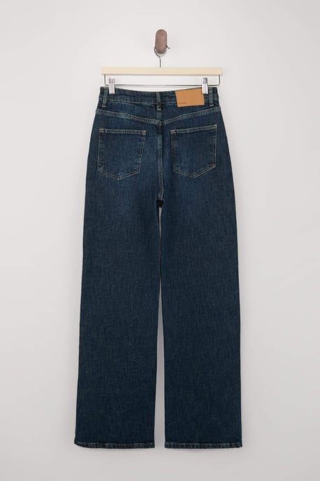 TRENDYOLMİLLA Dames Donkerblauw Effen Wijde pijp Hoge taille Jeans - Image 5