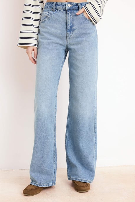 TRENDYOLMİLLA Dames Blauw Effen Wijde pijp Hoge taille Jeans - Image 2