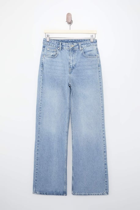 TRENDYOLMİLLA Dames Blauw Effen Wijde pijp Hoge taille Jeans - Image 4