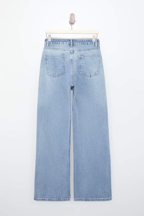 TRENDYOLMİLLA Dames Blauw Effen Wijde pijp Hoge taille Jeans - Image 5