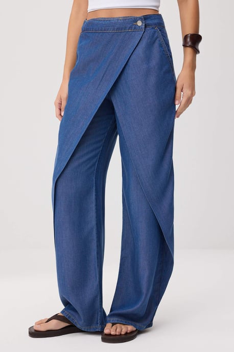 TRENDYOLMİLLA Dames Blauw Effen Wijde pijp Hoge taille Jeans - Image 2