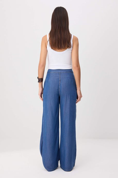 TRENDYOLMİLLA Dames Blauw Effen Wijde pijp Hoge taille Jeans - Image 3