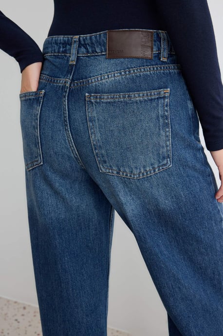 TRENDYOLMİLLA Dames Blauw Effen Wijde pijp Hoge taille Jeans - Image 3