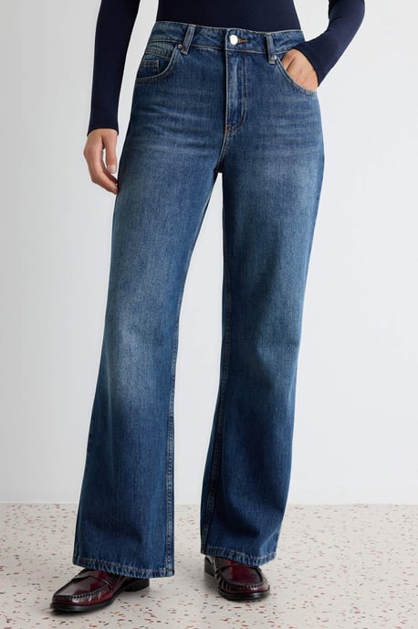 TRENDYOLMİLLA Dames Blauw Effen Wijde pijp Hoge taille Jeans - Image 4