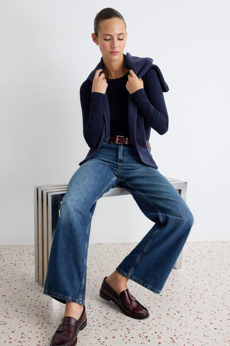 TRENDYOLMİLLA Dames Blauw Effen Wijde pijp Hoge taille Jeans - Image 6