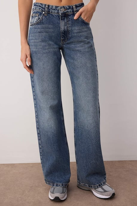 TRENDYOLMİLLA Dames Blauw Effen Wijde pijp Lage taille Jeans - Image 2