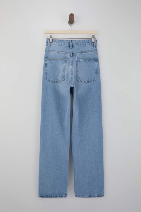TRENDYOLMİLLA Dames Blauw Effen Wijde pijp Hoge taille Jeans - Image 5