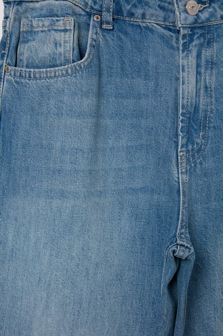 TRENDYOLMİLLA Dames Blauw Effen Wijde pijp Normale taille Jeans - Image 2