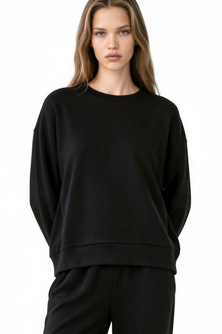Modal Touch Basic Sweatshirt & Wide Leg Pants Two-Piece Coord Set - Image 4