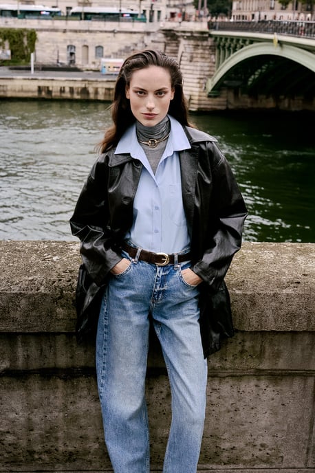 TRENDYOLMİLLA Dames Blauw Effen Wijde pijp Hoge taille Jeans - Image 2