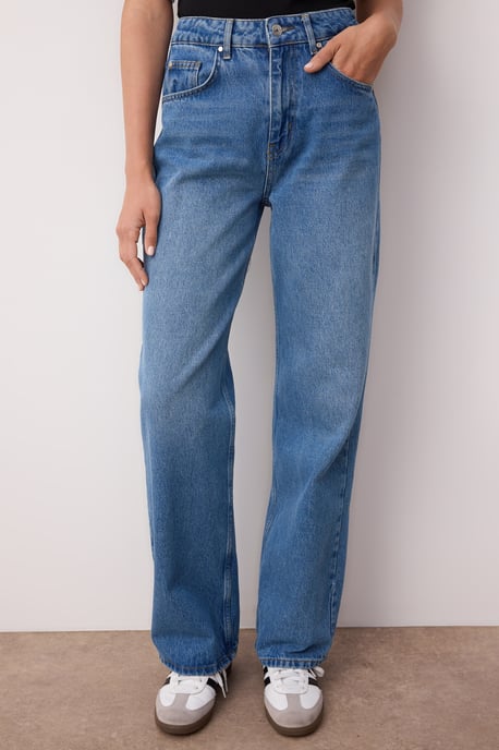 TRENDYOLMİLLA Dames Blauw Effen Wijde pijp Hoge taille Jeans - Image 4