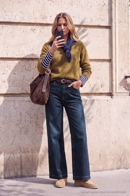 TRENDYOLMİLLA Dames Blauw Effen Wijde pijp Hoge taille Jeans - Image 2