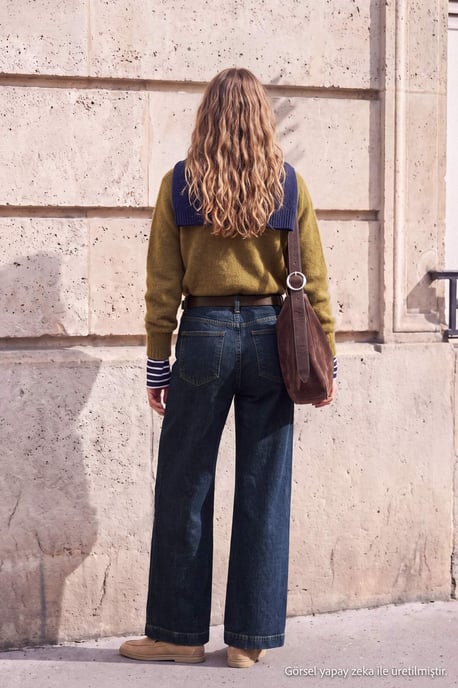TRENDYOLMİLLA Dames Blauw Effen Wijde pijp Hoge taille Jeans - Image 3