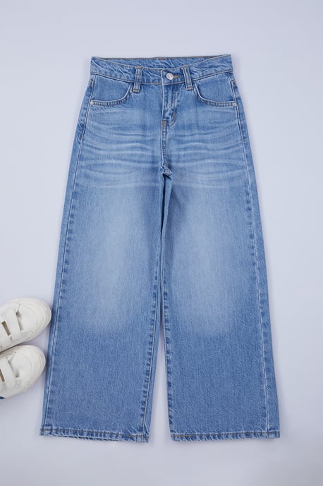 TRENDYOLKIDS Flickor Blå Enfärgad Hög midja Jeans - Image 2