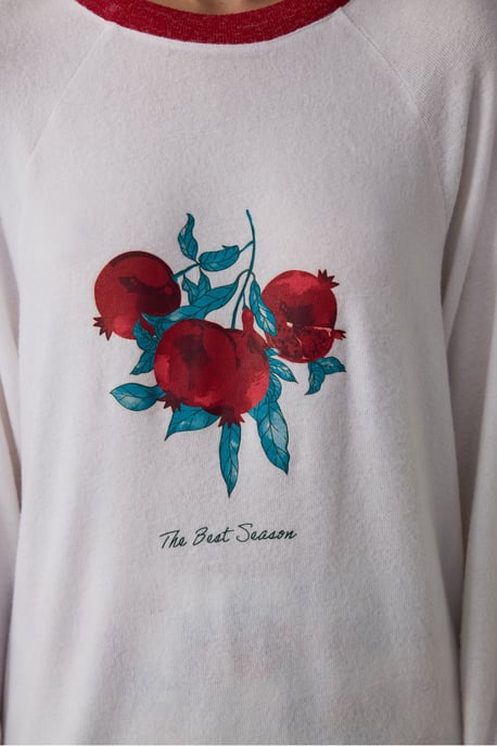 Broken Best Season New Year Printed Crew Neck Thermal Effect Pajama Top - Image 3