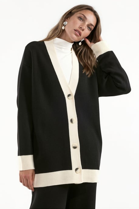 Buttoned Cardigan & Textured High Waist Knit Pants Co-Ord Set - Image 5