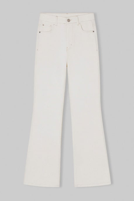 TRENDYOLMİLLA Dames Ecru Effen Flared Hoge taille Jeans - Image 4