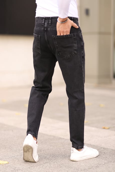 TRENDYOL MAN Men's Black Plain Boyfriend Normal waist Jeans - Image 5