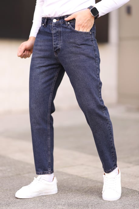 TRENDYOL MAN Men's Dark blue Plain Boyfriend Normal waist Jeans - Image 5