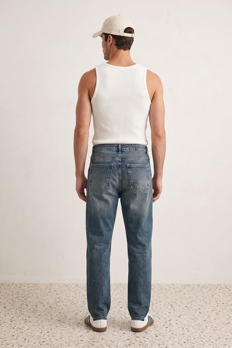 TRENDYOL MAN Men's Dark blue Plain Baggy Normal waist Jeans - Image 3