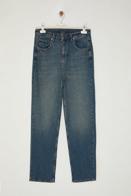 TRENDYOL MAN Men's Dark blue Plain Baggy Normal waist Jeans - Image 4