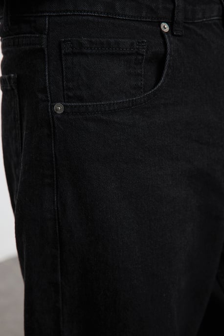 TRENDYOL MAN Men's Black Plain Baggy Normal waist Jeans - Image 3