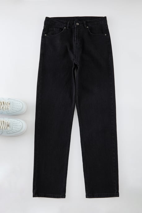 TRENDYOL MAN Men's Black Plain Baggy Normal waist Jeans - Image 5