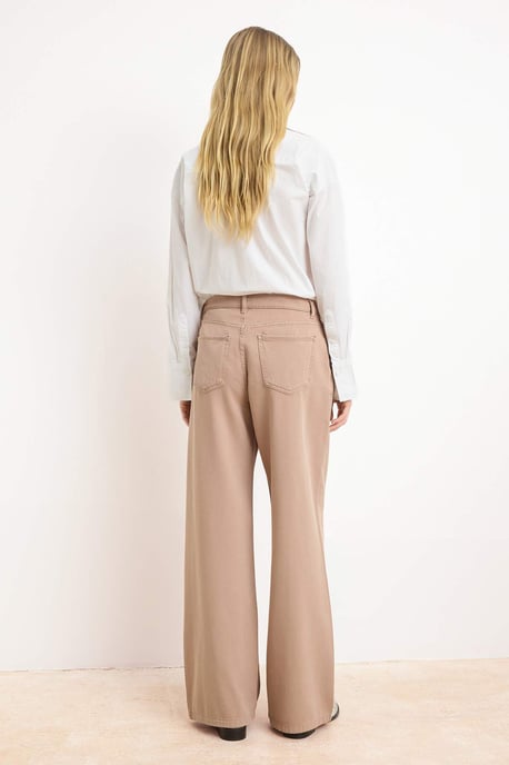 TRENDYOLMİLLA Dames Bruin Effen Wijde pijp Hoge taille Jeans - Image 3