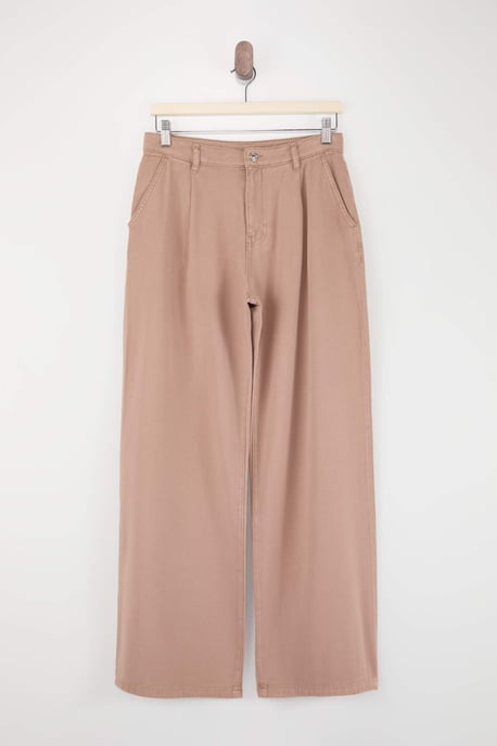 TRENDYOLMİLLA Dames Bruin Effen Wijde pijp Hoge taille Jeans - Image 4