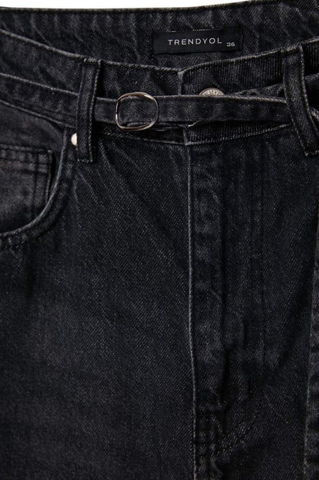 TRENDYOLMİLLA Dames Grijs Effen Wijde pijp Hoge taille Jeans - Image 5