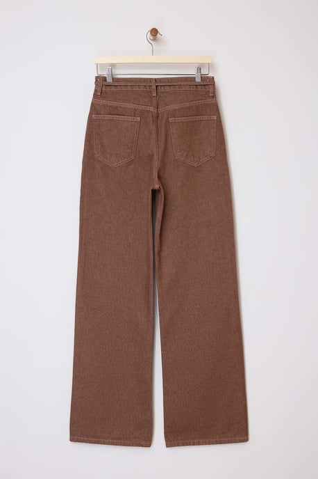 TRENDYOLMİLLA Dames Bruin Effen Wijde pijp Hoge taille Jeans - Image 4