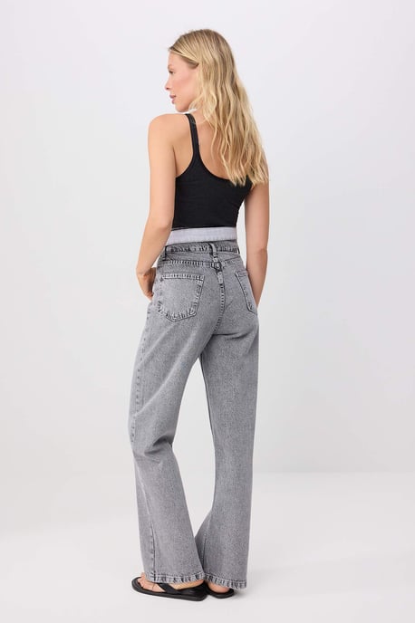 TRENDYOLMİLLA Dames Zwart Effen Wijde pijp Hoge taille Jeans - Image 3