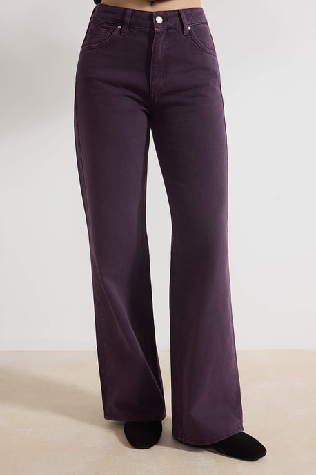 TRENDYOLMİLLA Dames Bordeaux Effen Wijde pijp Hoge taille Jeans - Image 2