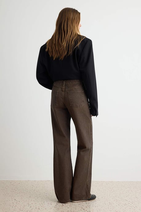 TRENDYOLMİLLA Dames Grijs Effen Wijde pijp Hoge taille Jeans - Image 3