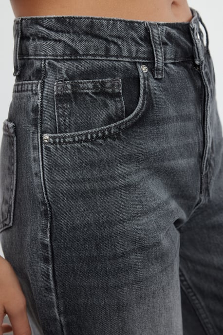 TRENDYOLMİLLA Dames Grijs Effen Wijde pijp Hoge taille Jeans - Image 3
