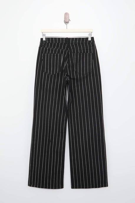 TRENDYOLMİLLA Women's Black Striped Wide Leg High Waist Jeans - Image 5
