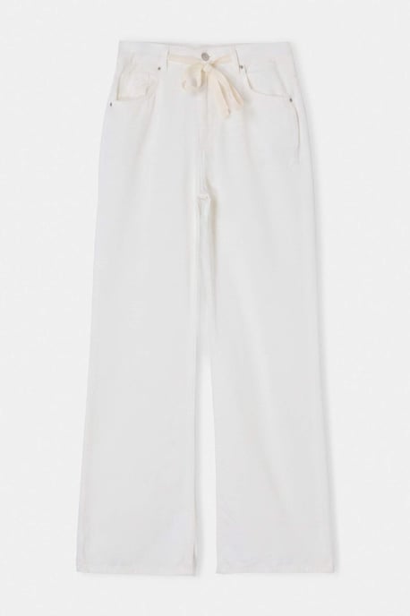 TRENDYOLMİLLA Dames Ecru Effen Wijde pijp Hoge taille Jeans - Image 1