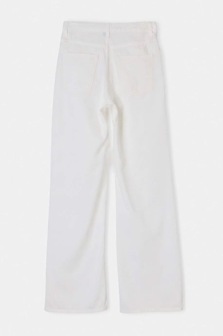 TRENDYOLMİLLA Dames Ecru Effen Wijde pijp Hoge taille Jeans - Image 2